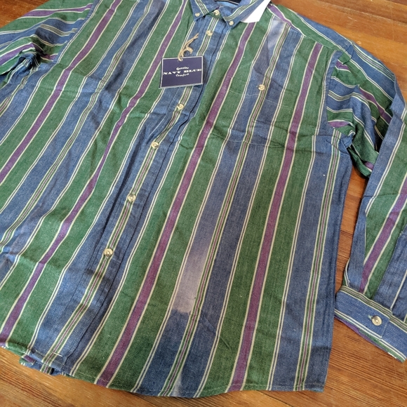 Navy Blue striped flannel shirt NWT - Picture 5 of 5